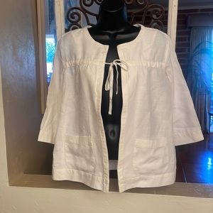 J Jill Linen Crisp White Woman’s Shirt/cardigan Size Small Petite Pre owned